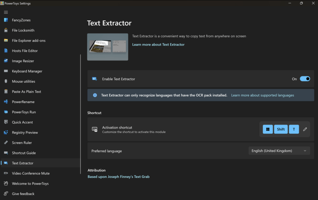 Text Extractor on Windows